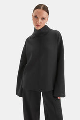 SoftSmart Funnel Neck Sweatshirt - Black