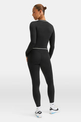UltraLite Contrast Stitch Long Sleeve Active Top - Black