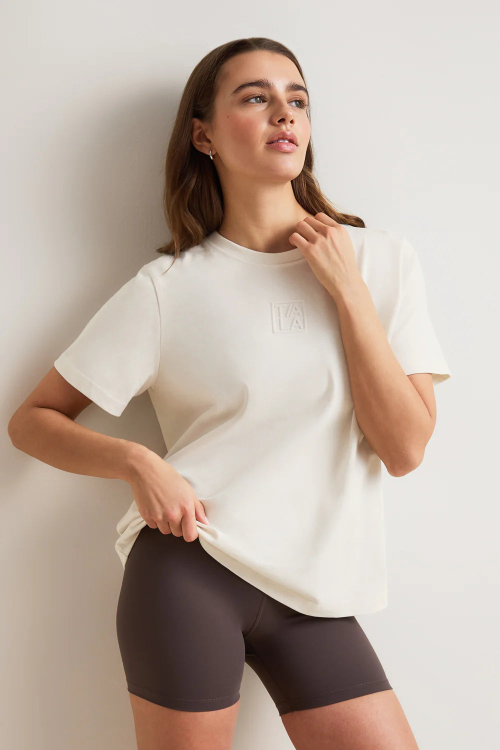TALA Embossed Logo T-Shirt - Ivory
