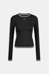 UltraLite Contrast Stitch Long Sleeve Active Top - Black