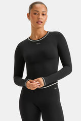 UltraLite Contrast Stitch Long Sleeve Active Top - Black
