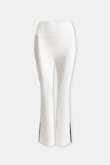 DayFlex Contrast Stripe Side Split Flared Yoga Pant No Front Seam - Ivory And Shadow Black