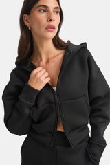 Spacer Zip Through Hoodie - Black