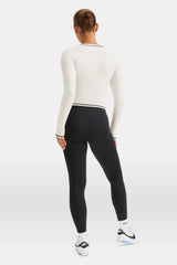 UltraLite Contrast Stitch Long Sleeve Active Top - Ivory